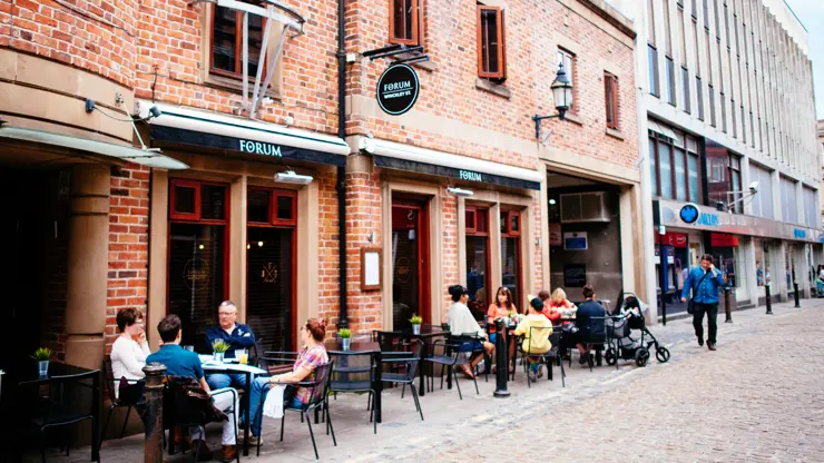 Cafes and restaurants on Winckley Street on the way to Winckley Square Gardens