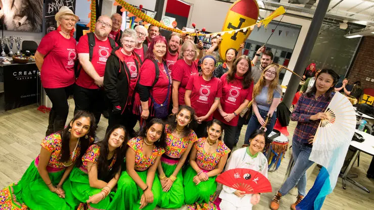 Dancers and members of University staff