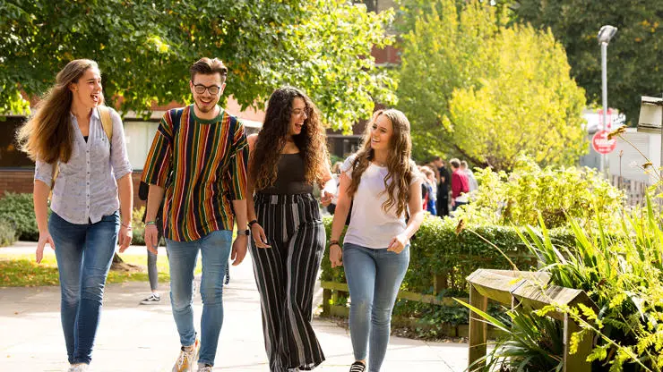Students on a sunny Preston Campus