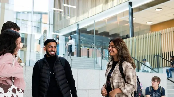 Students inside Student Centre building