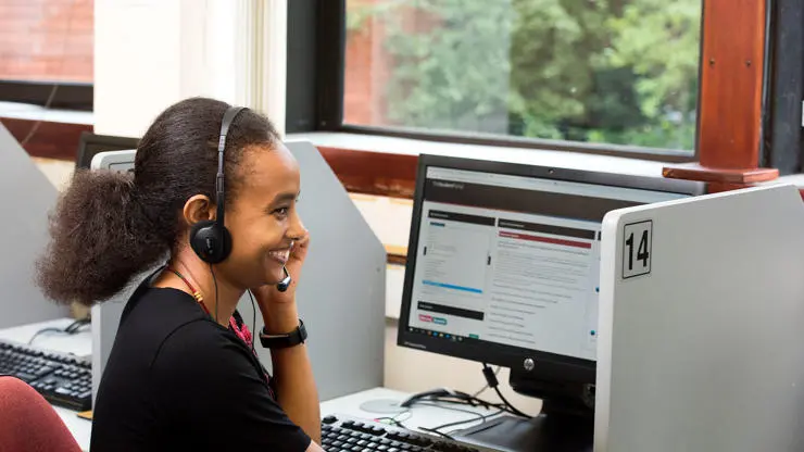 Dedicated Study Area, where you can access Rosetta Stone on campus and other language related software such as SANAKO 1200.