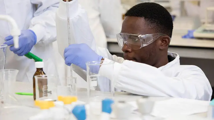 Biology student conducting an experiment. 