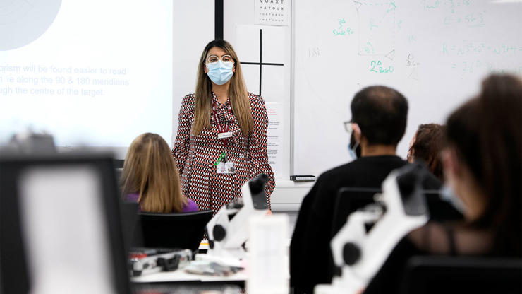 Students being taught in classroom