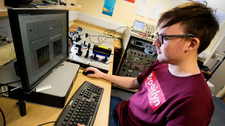 Student working on computer