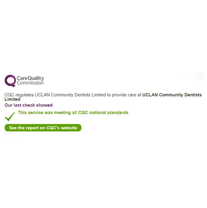 This CQC rating shows this service was meeting all CQC national standards for UCLAN community dentists.