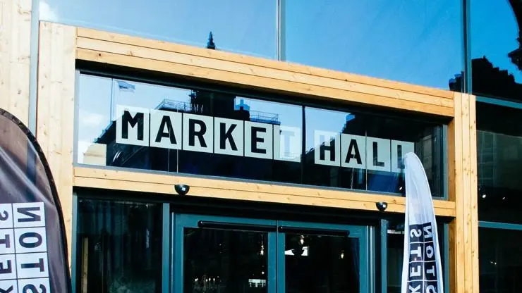 Preston's contemporary Market Hall entrance.