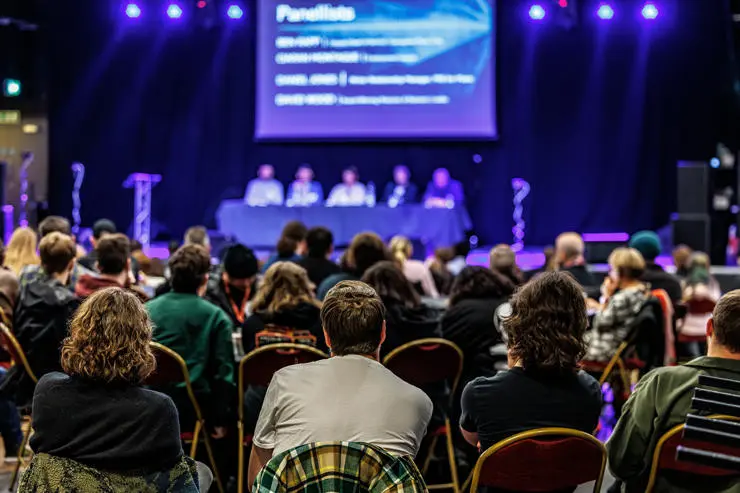 Lancashire Music Summit held at the University. Panel chaired by leading music lawyer and University of Central Lancashire Honorary Doctorate recipient Ann Harrison. Image: Michael Porter Photography