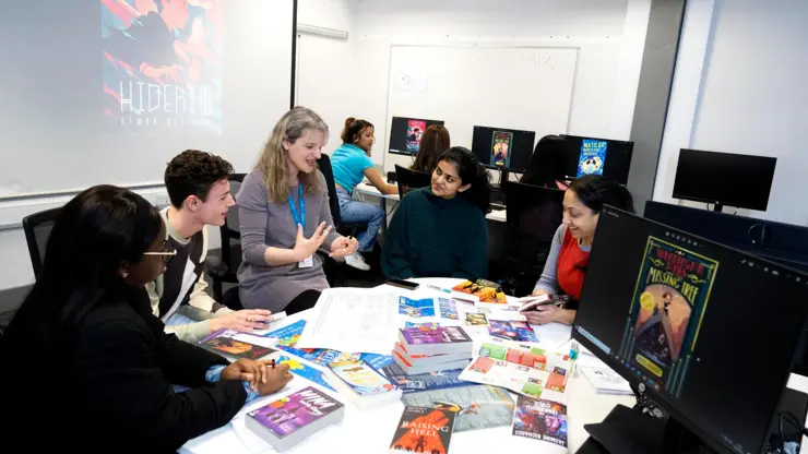 Publishing students in the Publishing Room