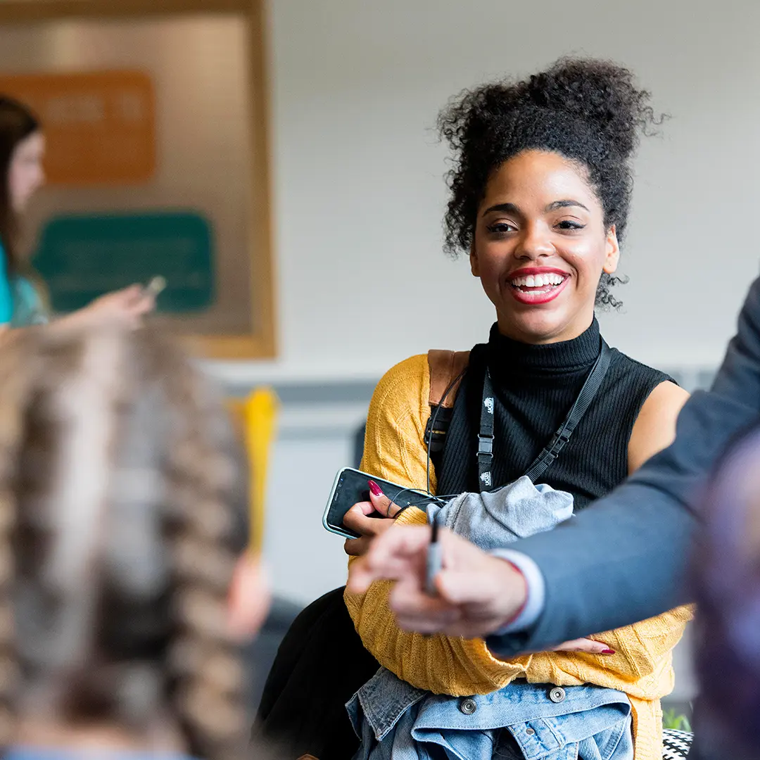 Smiling student at Burnley Students Union