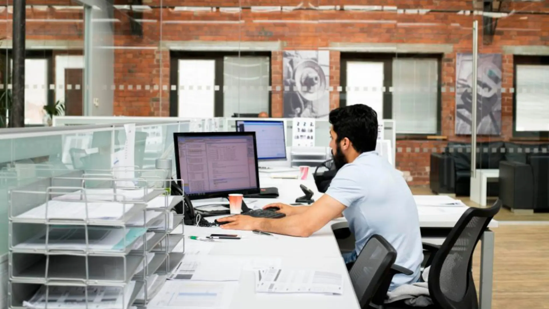 Student working at a computer