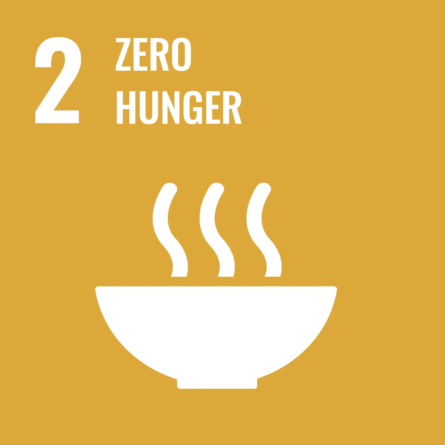 un sustainable development goal zero hunger infographic with text and graphic of hot bowl