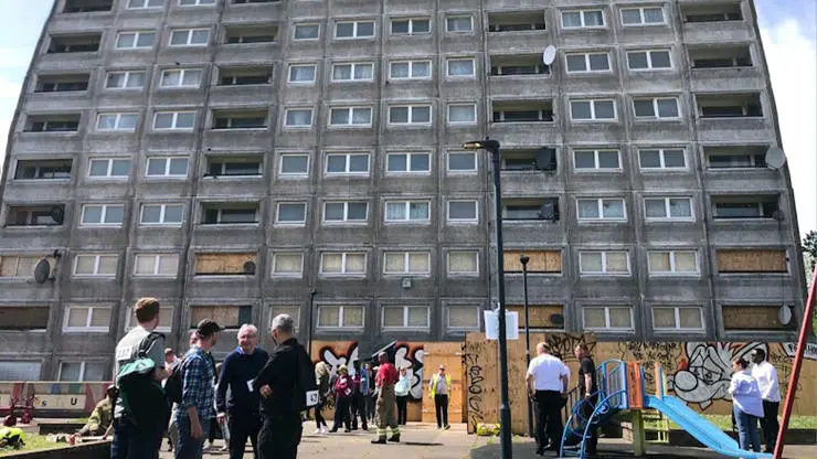 Front view of Hereford House and assembly point.