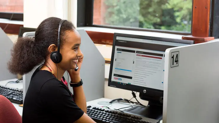 TESOL student using the Digital Language Lab