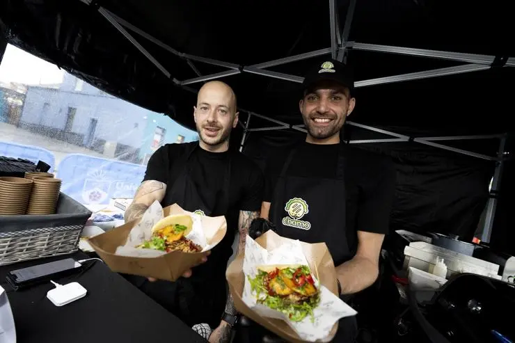 UCLan alumni Sam and Jamil, who own the food company Chamo 